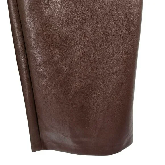 Aritiza Babaton Brown Leather Pants High Waisted Bootcut Vegan Coffee Bean 8 - Picture 5 of 9